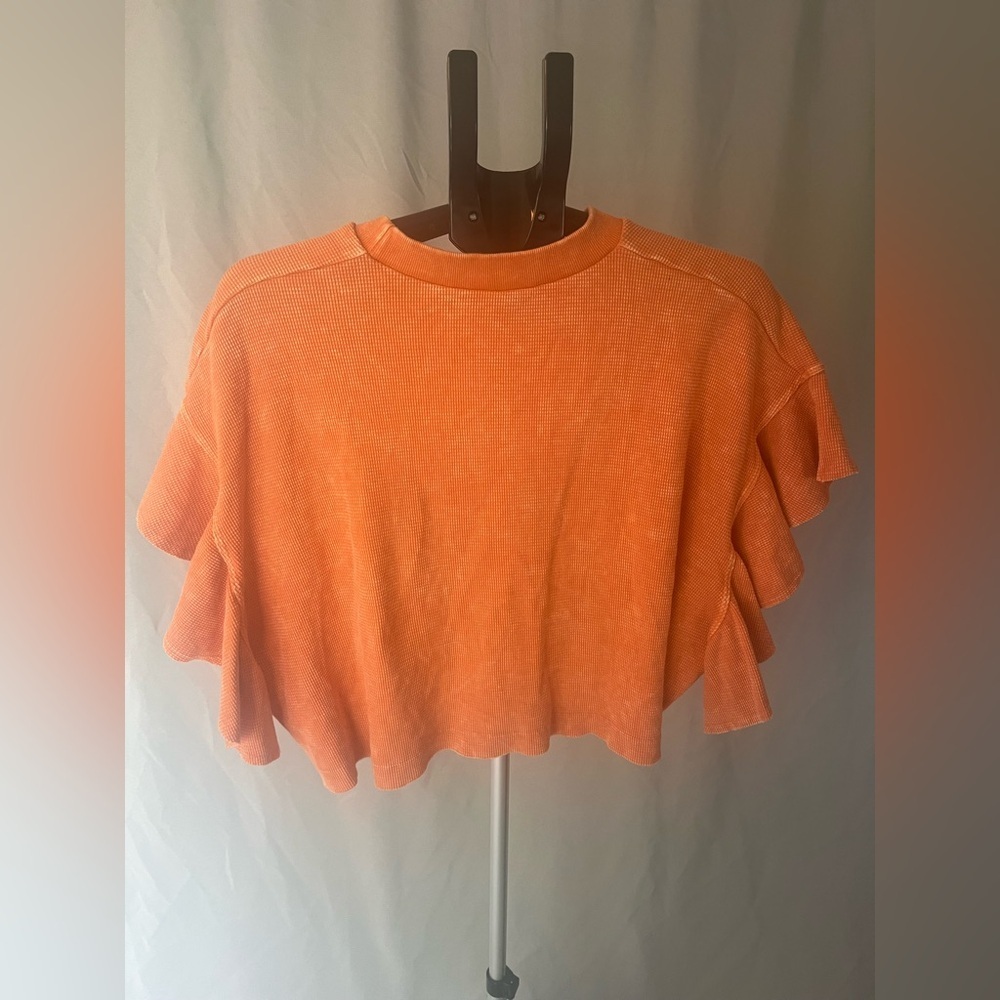Orange Ruffled Women's Top - Picture 3 of 7